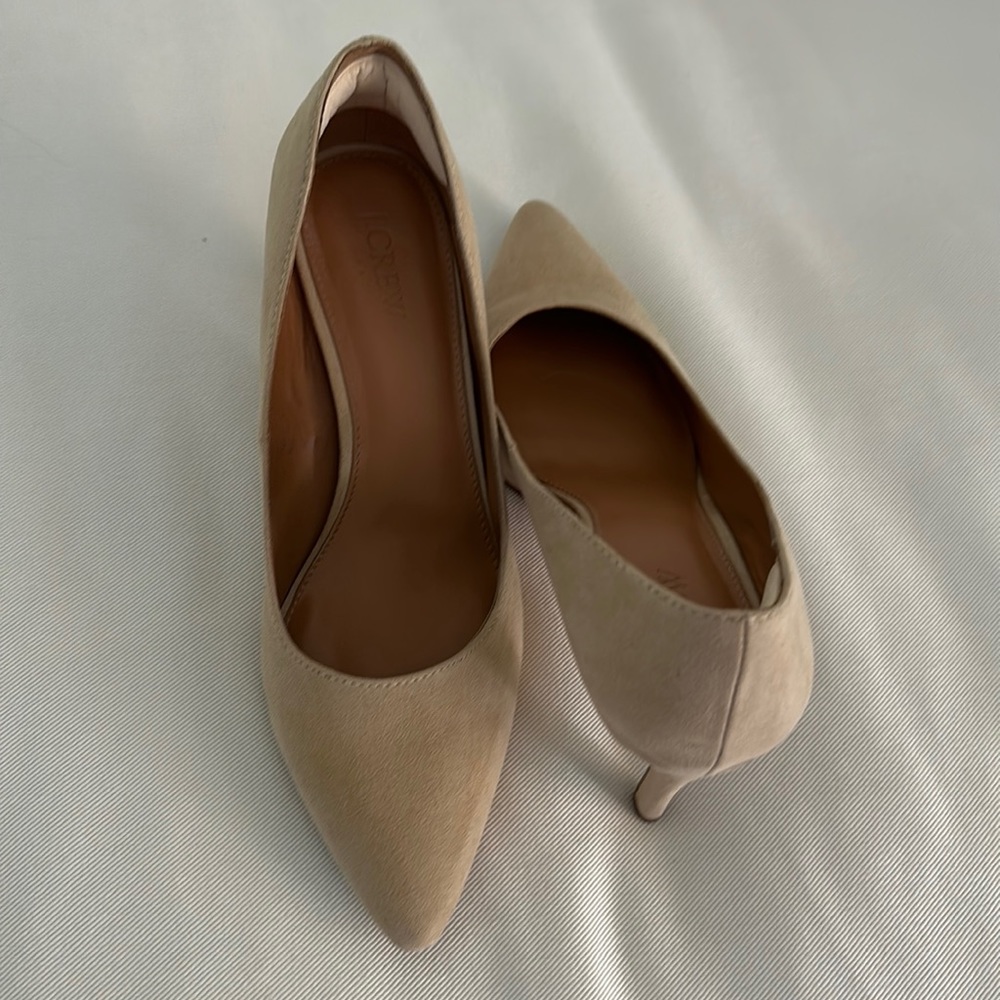 JCrew Sueded Heel Pumps in Saddle